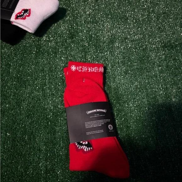 Chrome Hearts Vibrant Red Casual Socks - Picture 2 of 2